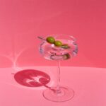 martini on red background